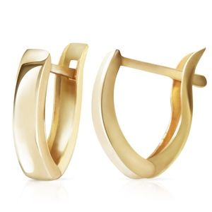 14K. SOLID GOLD OVAL HOOP HUGGIE EARRING